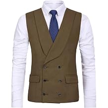 Suwequest Men Double Breasted Suit Vest Casual Business Waistcoat Formal Slim Wedding Banquet Suit Jacket