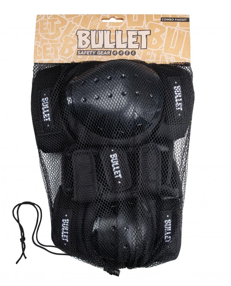 Bullet Set de protections pour adultes réglables pour poignets coudes genouillères Skateboard Black L