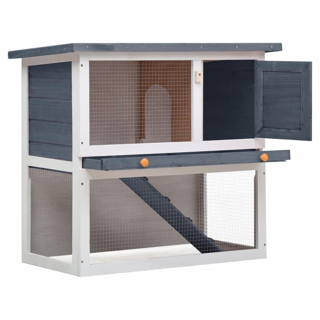 Conejera exterior 1 puerta 90 x 45 x 80 cm, color gris madera 02_0000586