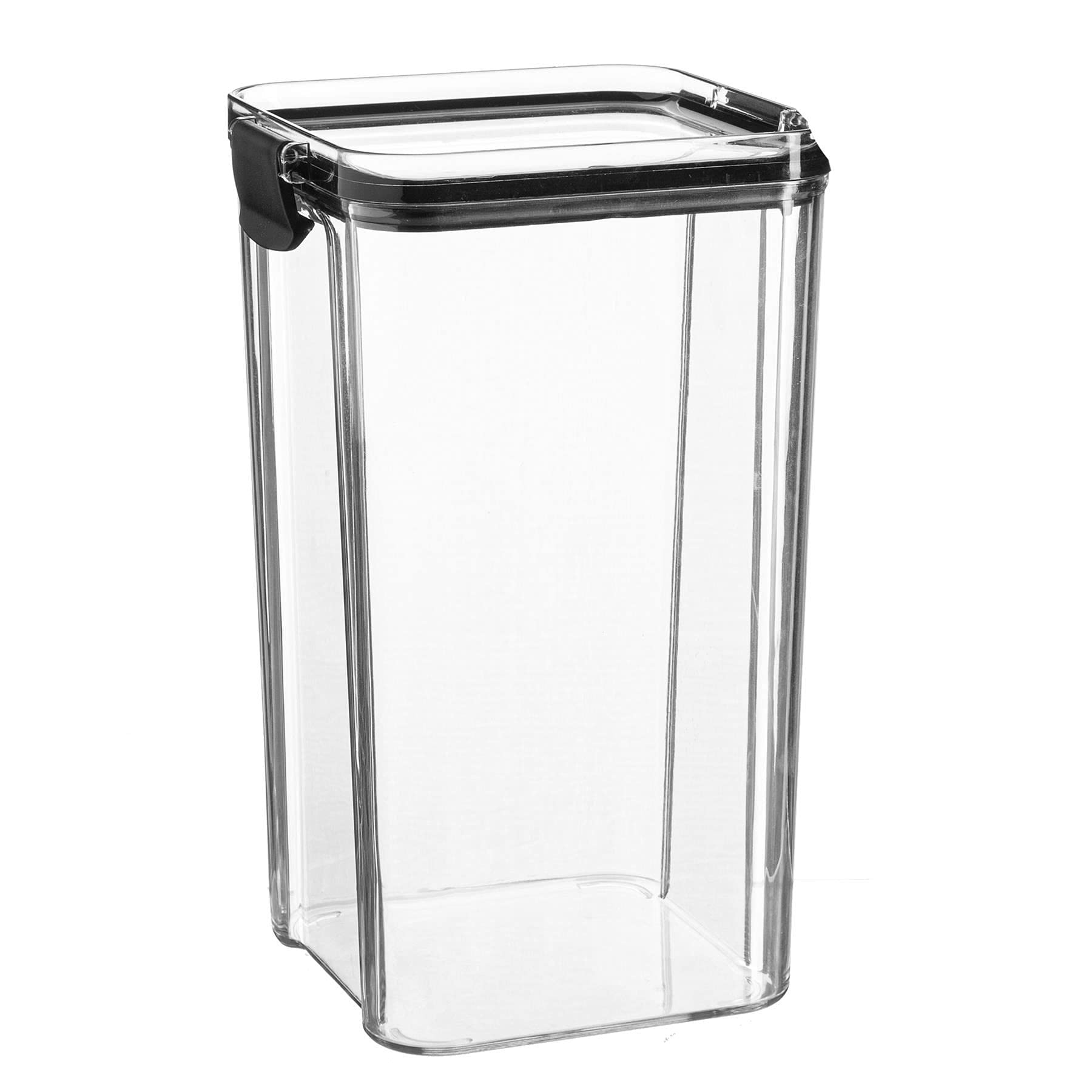 Argon Tableware Food Storage Container - 1.3L - Black - Pack of 1 - Clear Airtight Reusable Stackable Freezer Storage Meal Prep Container Lunch Tupperware Box with Clip-Lock Lid