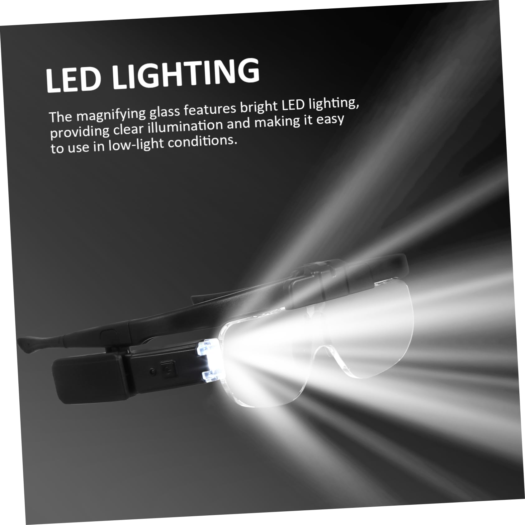 LED Leselupe mit Licht, Wiederaufladbar, Ergonomisches Design Schwarz