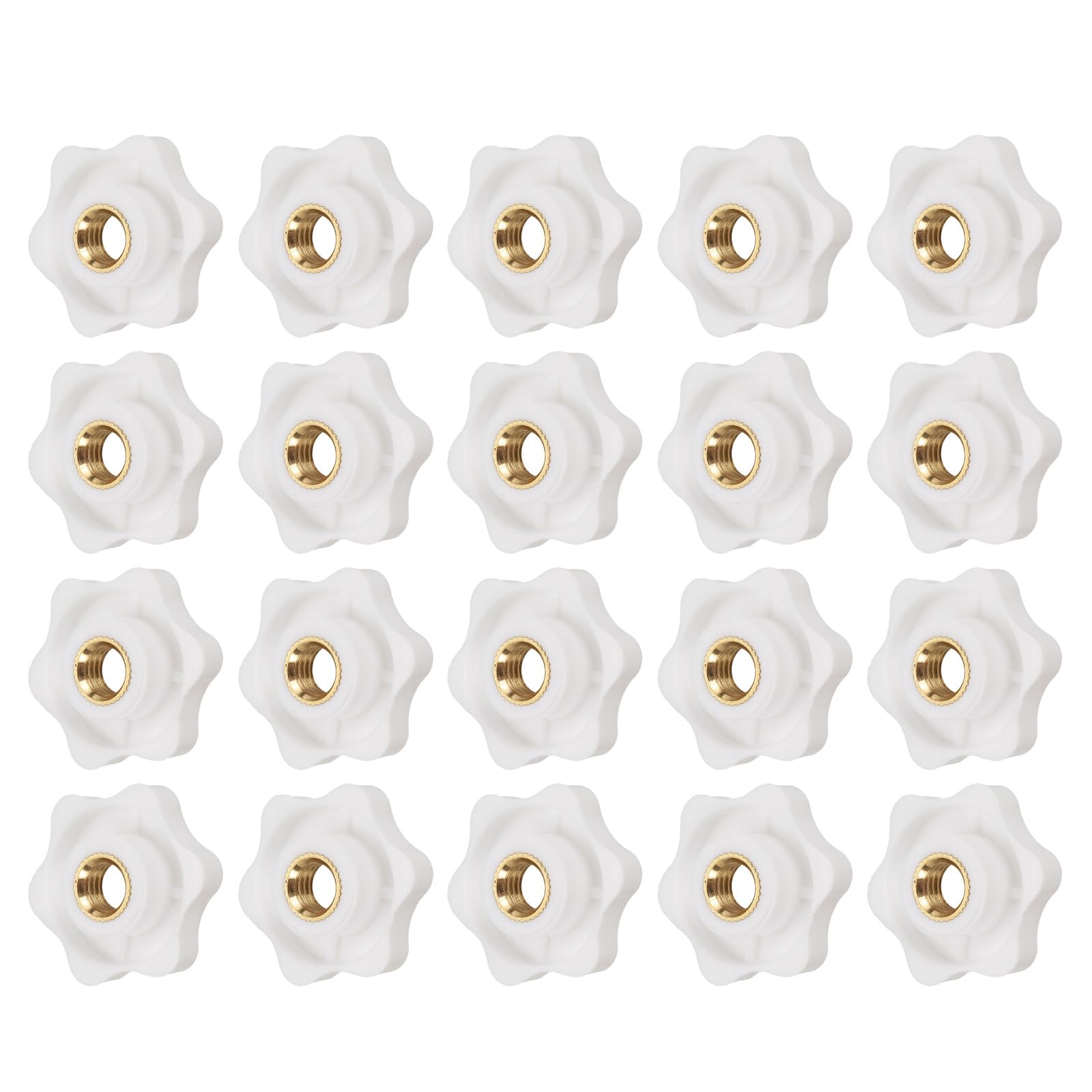 YELARXI Clamping Nuts Knob Plastic Screw-On Brass Star Knobs Knurled M8 Female Threaded Hexagon Head