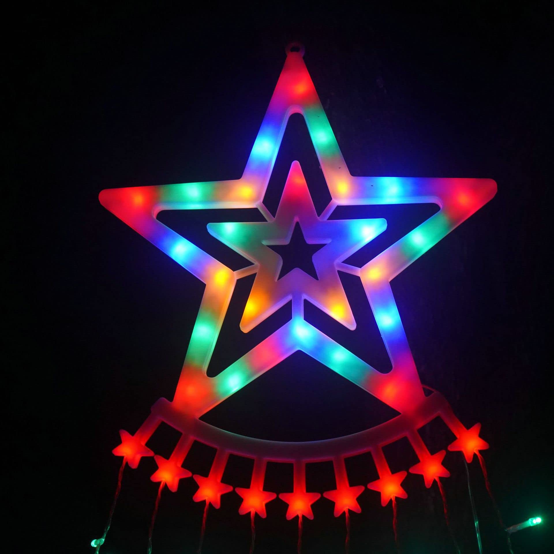 Solarne girlandy gwiazdy, 350 diod LED, wodospad, oświetlenie choinkowe, z 8 trybami wodoodpornych zewnętrznych girland świetlnych do dekoracji świątecznych (wielokolorowe)