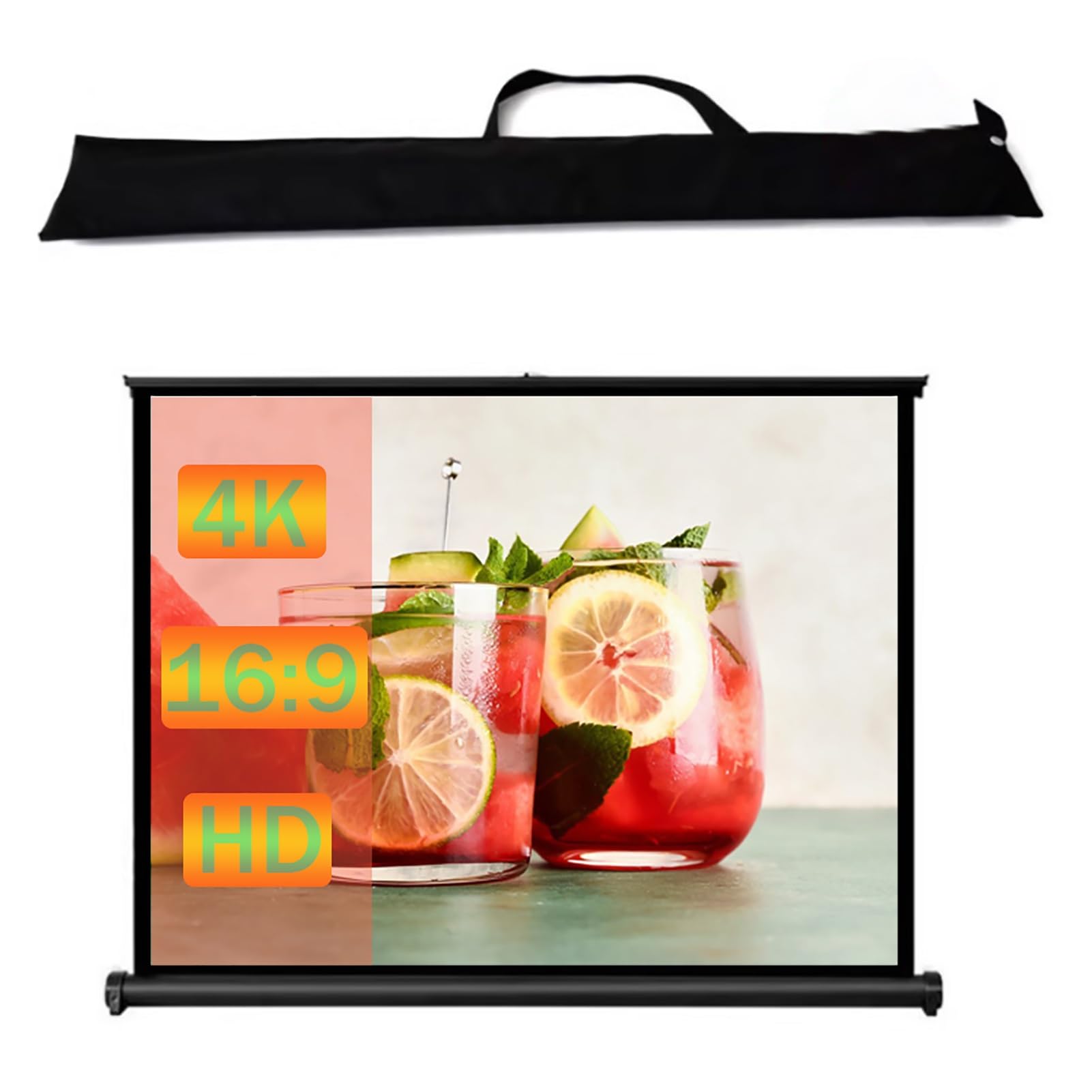 Piccolo Schermo Portatile per proiettore da 20 Pollici, Schermo per proiettore Retrattile da Terra 16:9 con Supporto, Schermo cinematografico Mobile da Tavolo da 40 Pollici(40inch)