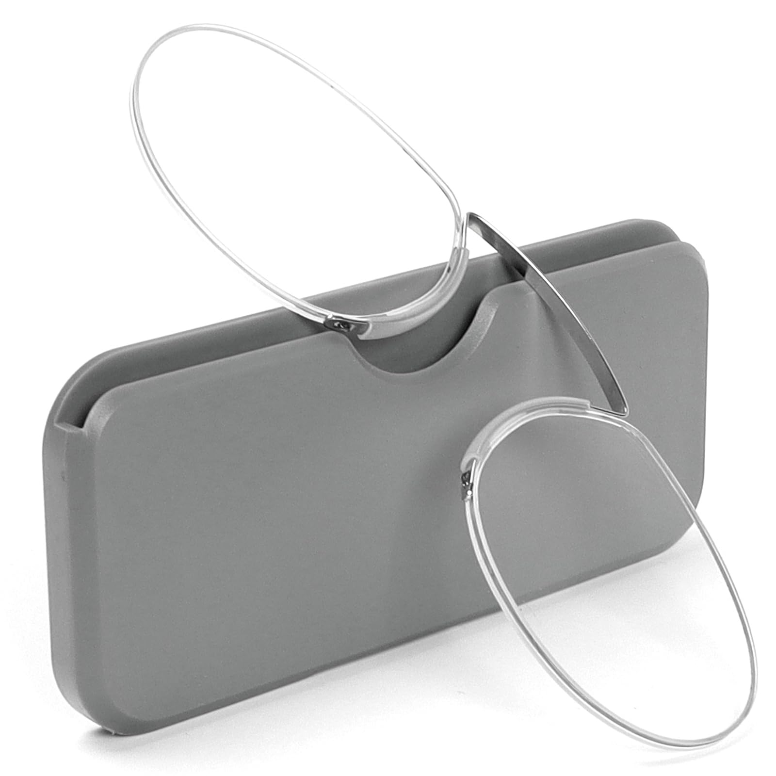 MMOWW Lesebrille mit Universal Kompaktetui für Damen und Herren, Ultraleichtes Monokel Lesehilfe Mini Nasenclip Drahtwicklung ohne Rahmen