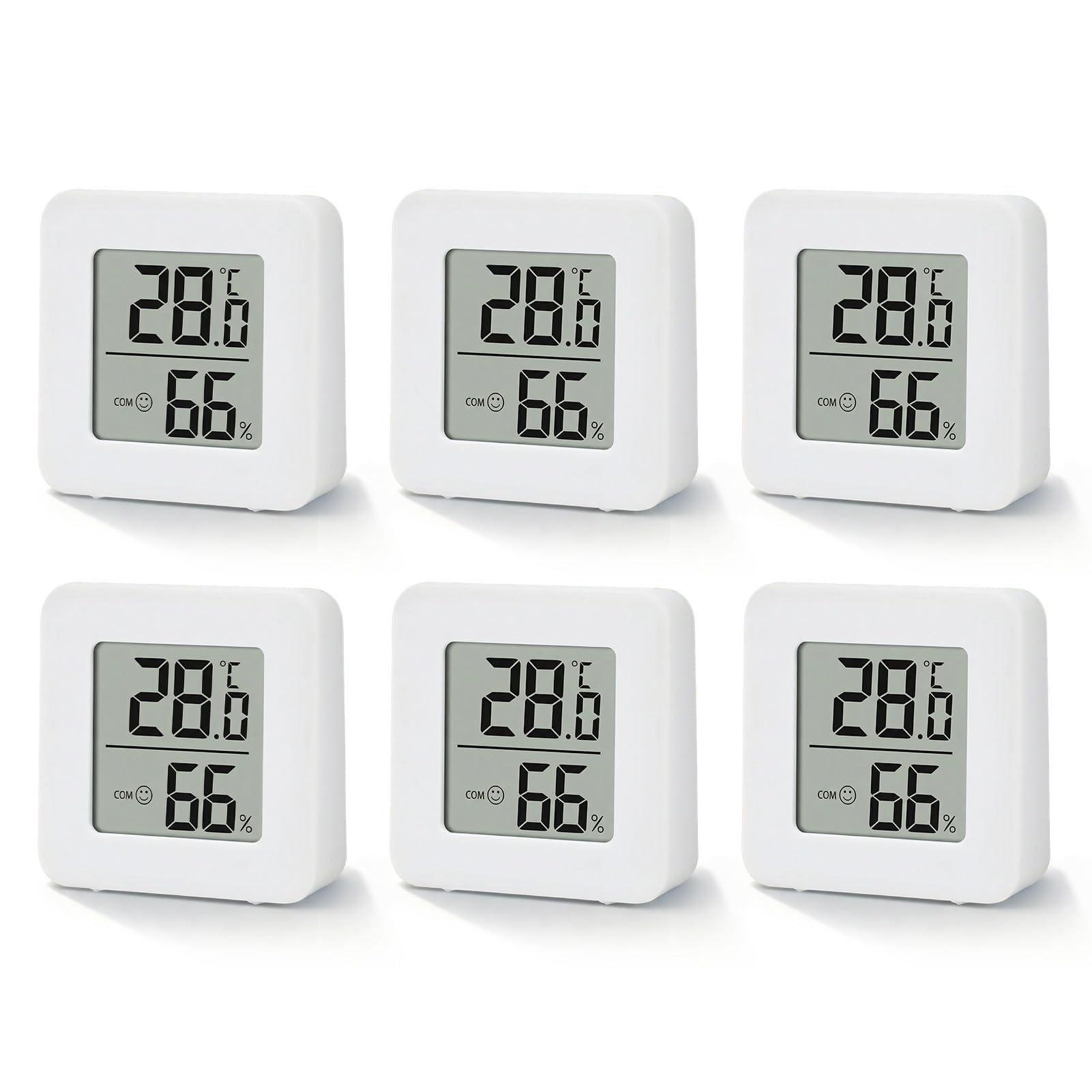 6PCS Room Thermometer, Digital Room Thermometer Hygrometer, Indoor Thermometer Hygrometer with Temperature Humidity Monitor for Baby, Home, Office, Nursery, Greenhouse, Garden (White)