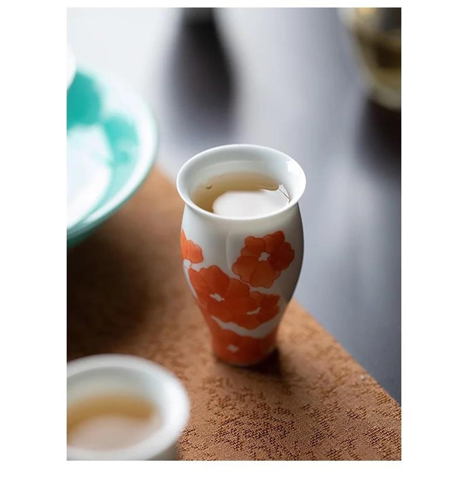 Juego De Té Teteras Juego Té Japonés Kung Fu Taza Maestra Individual Taza con Olor Cerámica Pura Pintada A Mano 2 Unid/Set Taza Té Pequeña para El Hogar 40ml Juegos De Té para Adultos(B)