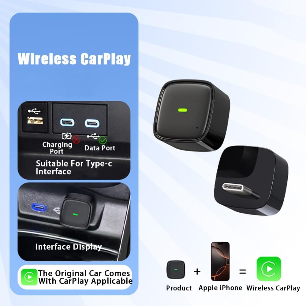 Mini bezprzewodowy adapter CarPlay do MINI Hardtop 4-drzwiowy 2019-2024, automatyczny adapter w pojeździe, przewodowy CarPlay do bezprzewodowego adaptera Apple Carplay, A