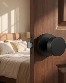 Goldenwarm Black Door Knobs Interior, Zinc Alloy Matte Black Privacy Door Knob, Interior Door Knobs for Bathroom, Bedroom Door Knob, Heavy Duty Round Ball (6 Pack)