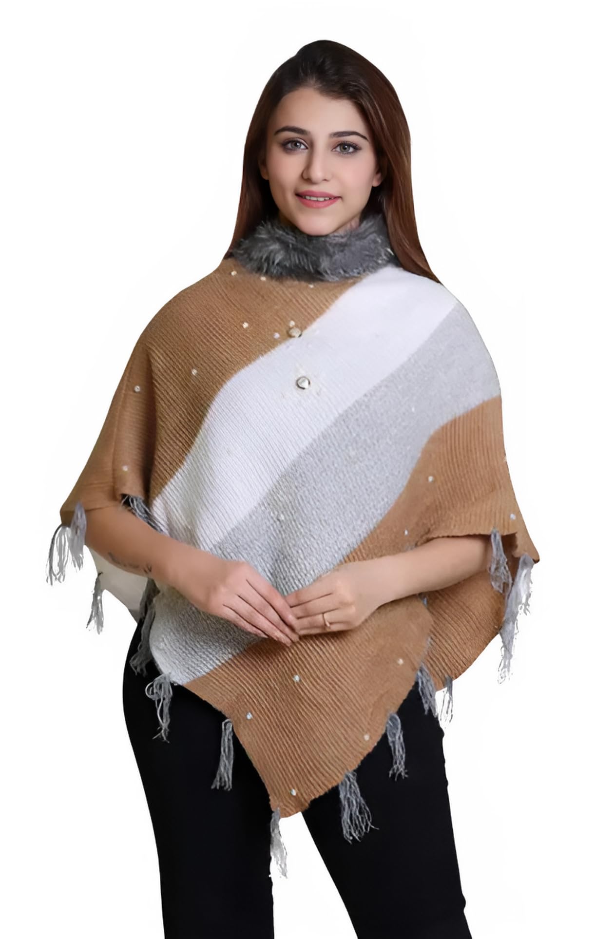 Women's Winter Poncho for Office Wear, Designer Style, Winter Ponchu for Women-image-24
