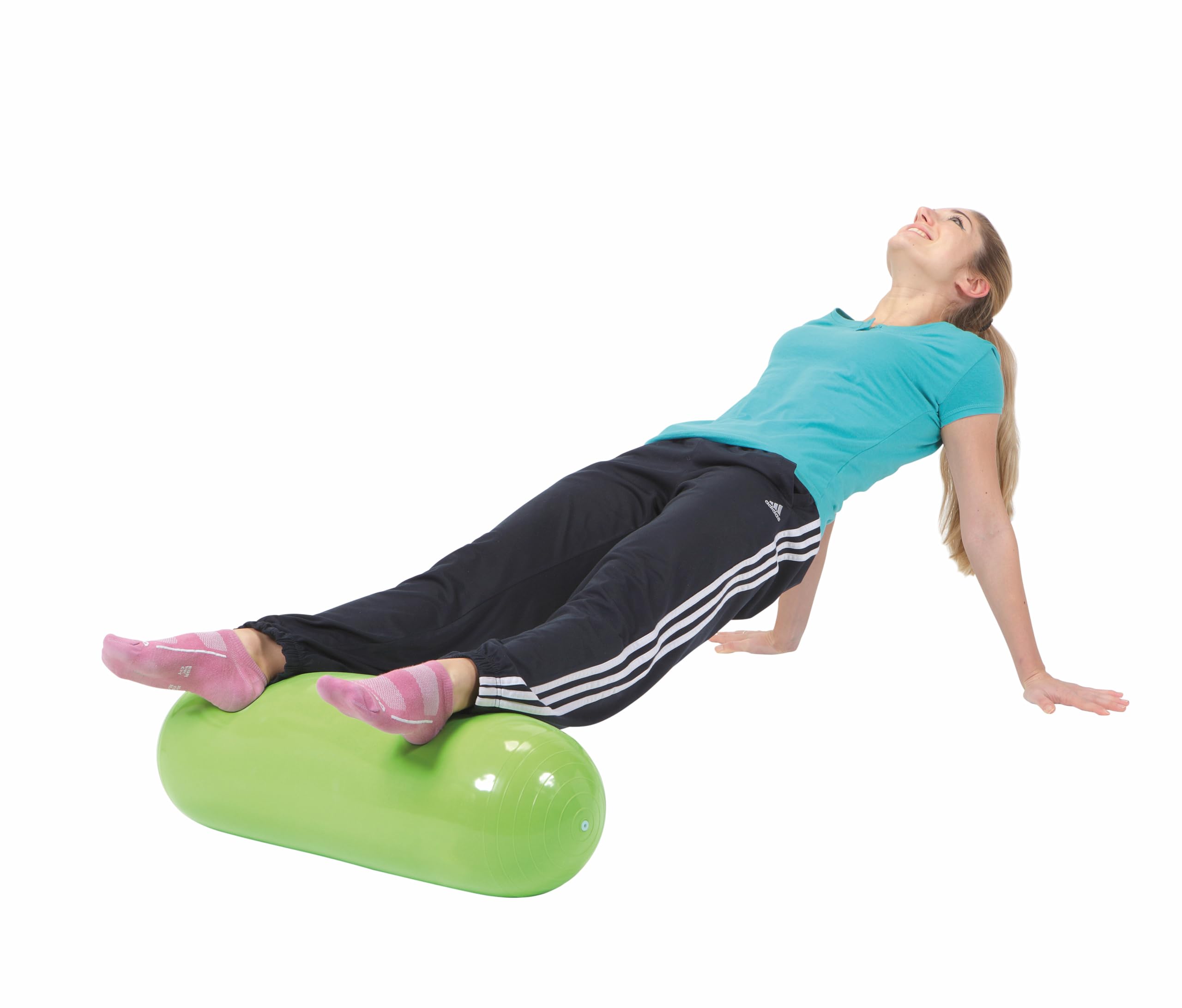 Gymnic Training Roll roller pilates gonfiabile Ø 24x70 cm verde lime, ideale per esercizi di equilibrio, stretching e potenziamento del core
