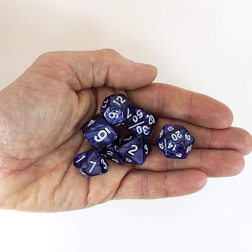 Miniatura 3 de Blue Pearl RPG Dice - Juego completo poliédrico - 'Nightfall'