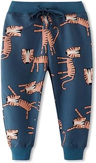 Toddler Boy Girl Cartoon Pattern Sweatpants Cotton Drawstring Elastic Waist Sport Jogger Pants with Pocket Age 2T-7T