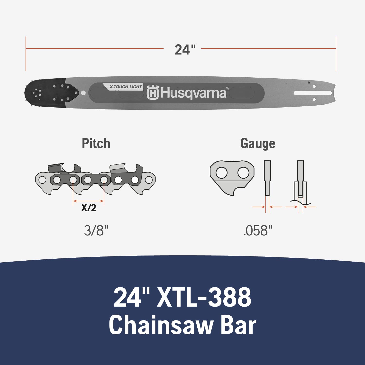 Amazon.com : Husqvarna X-Tough Light 24 Inch Chainsaw Bar, 3