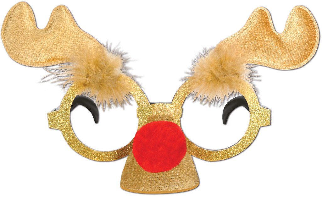 Glittered Reindeer Glasses Pack of 12