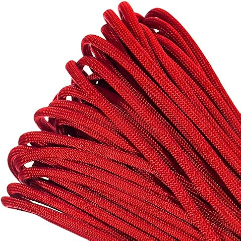 Paracord Planet Genuine Type III 550lb Paracord – Nylon Cord in Solid, Multi, and Reflective Colors – Imperial Red (100 ft) Cover