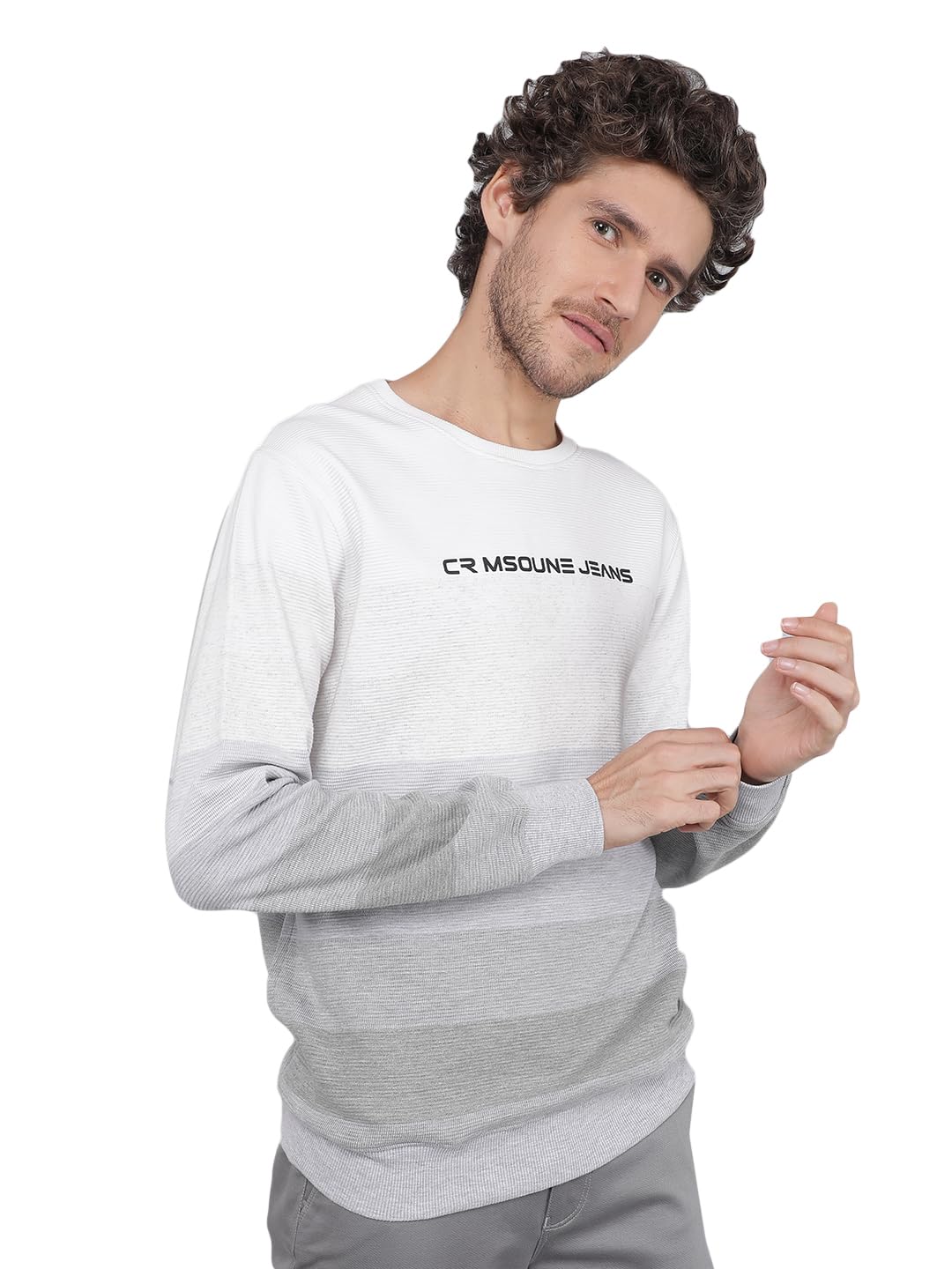 crimsoune club Men's Grey Horizontal Stripes Sweatshirt-picture-35