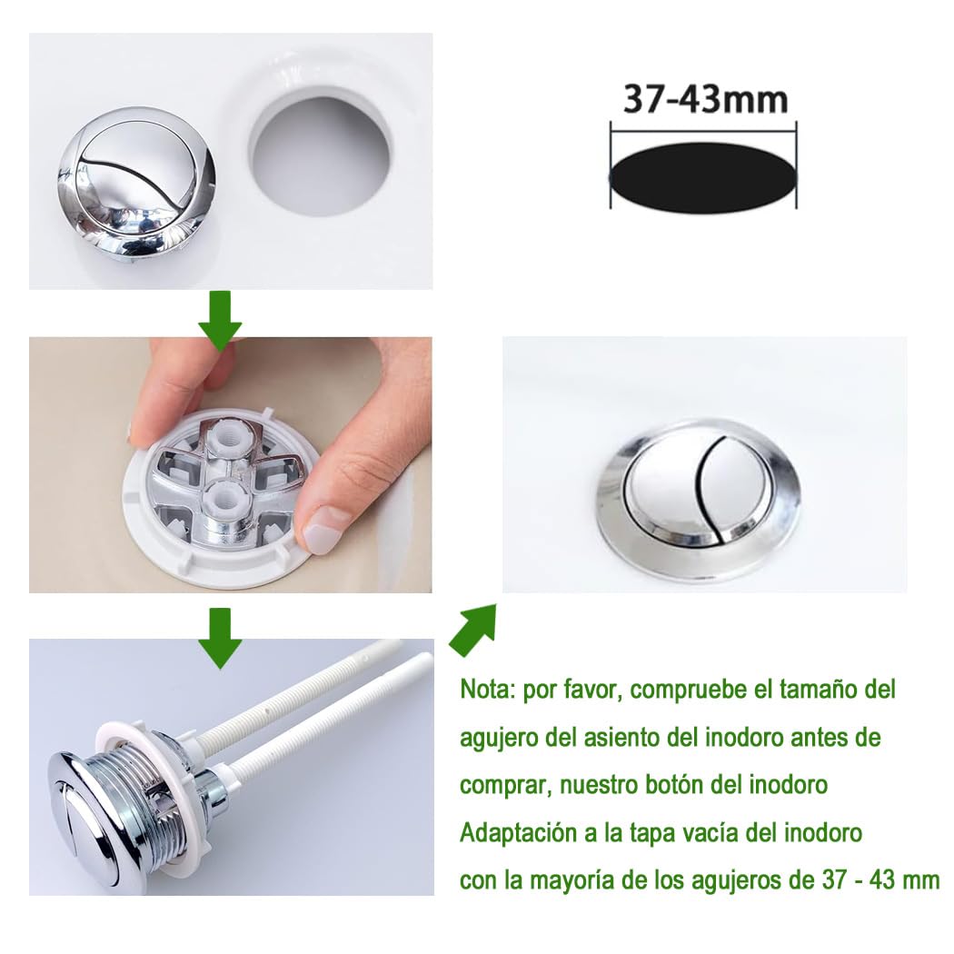 Voarge Pulsante di sostituzione a doppio scarico 38 mm, universale per 37-44 mm