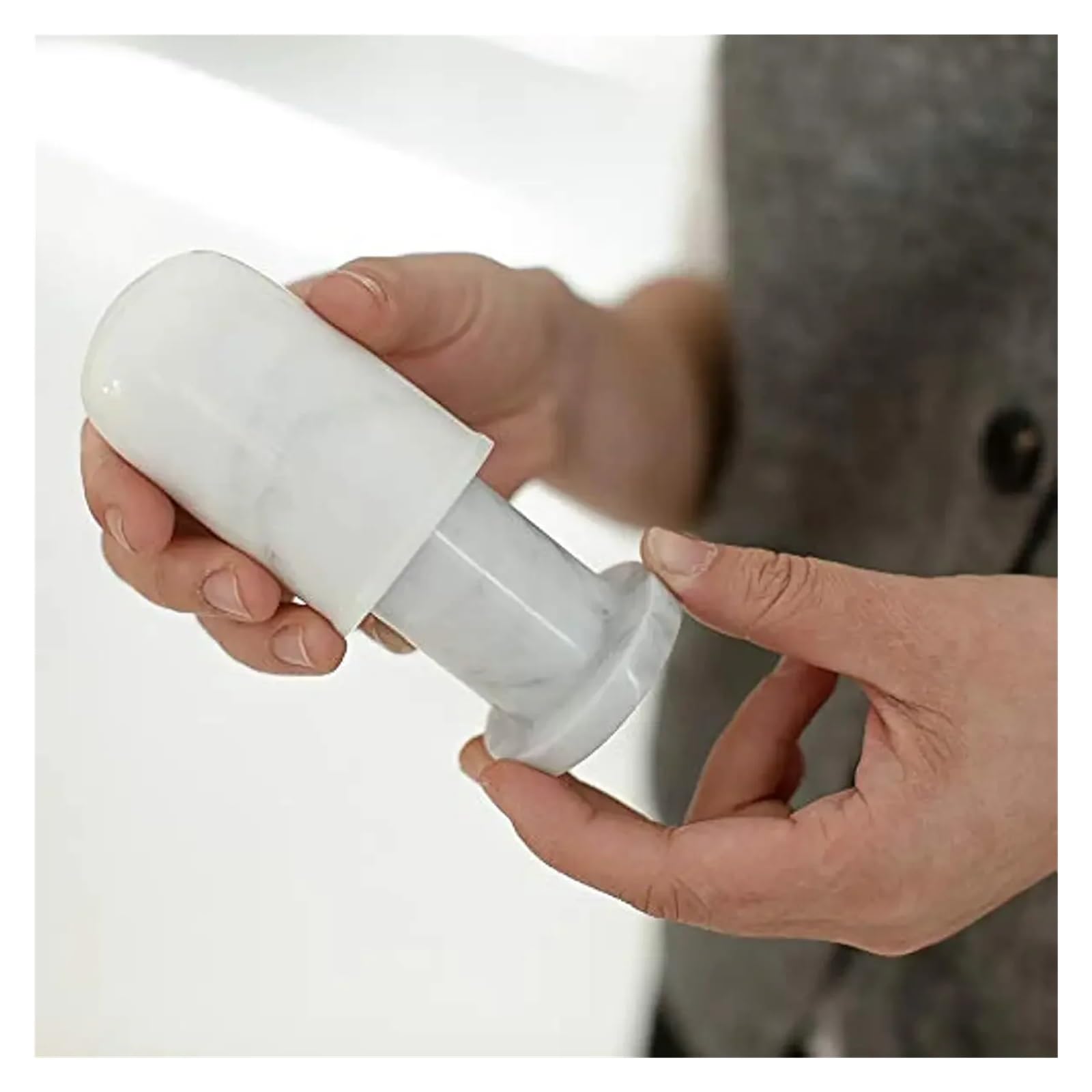 Caso Stuzzicadenti Porta stuzzicadenti in marmo da 1 pezzo con coperchio dispenser in porcellana, scatola for bastoncini cocktail, serbatoio di stoccaggio for cotone for hotel