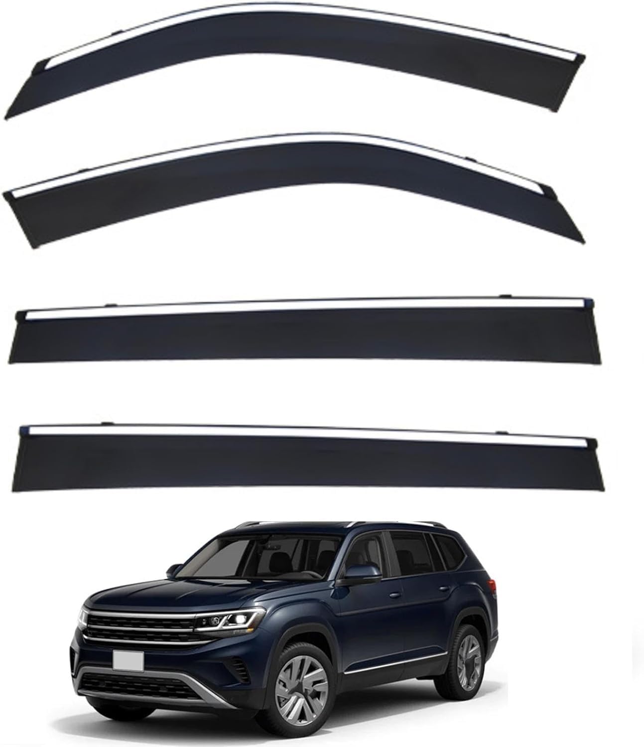 PLAKDFUU Wind Deflectors Rain Guards for Volkswagen Teramont MK1-CA1 2017-2024 4Pcs, Side Window Visors Block UV & Rain, Fresh Air Flow