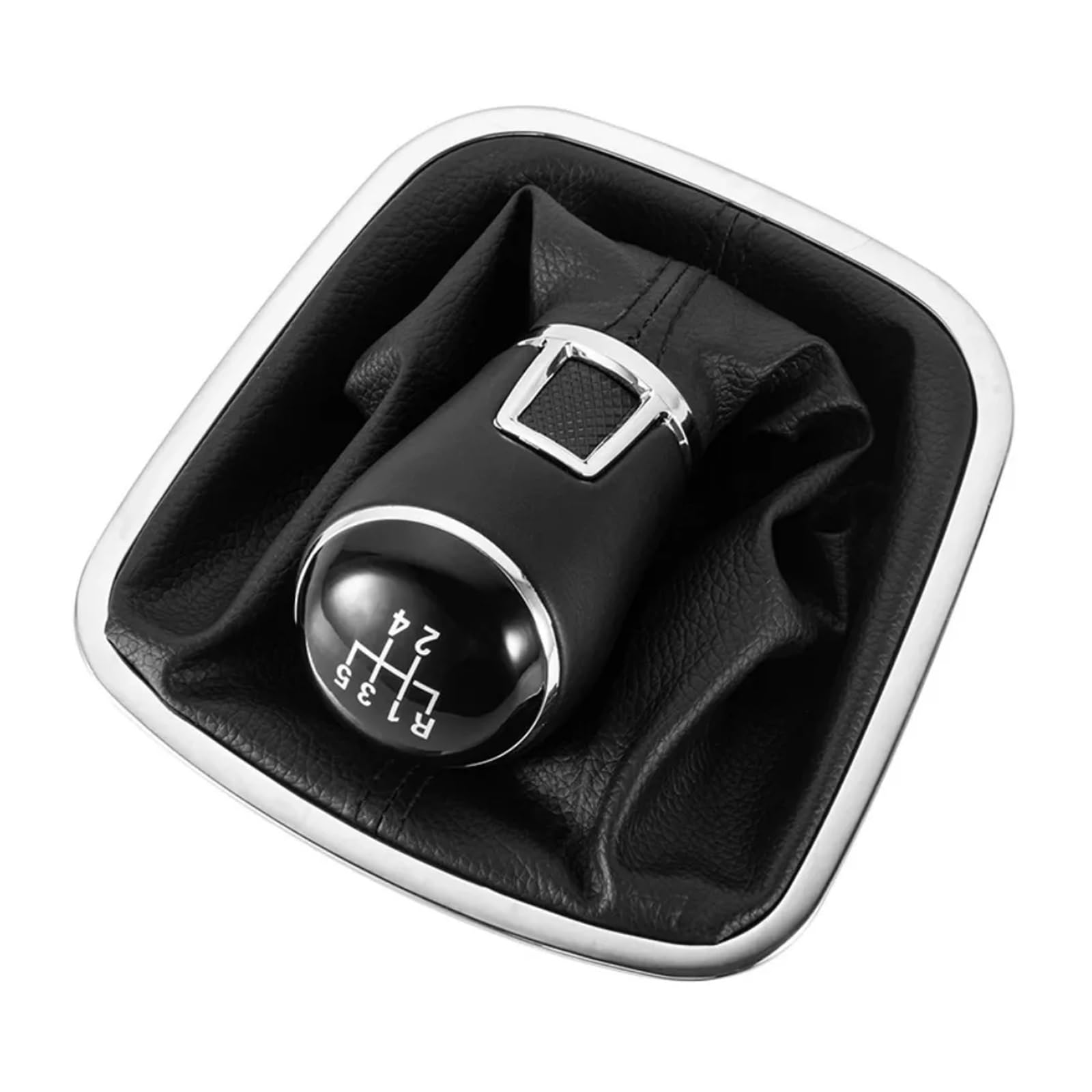 Jsyalmslw 5 Speed Leather Performance Shift Lever Knob For Vw Polo 6C 2015-2018 Abs/Leather