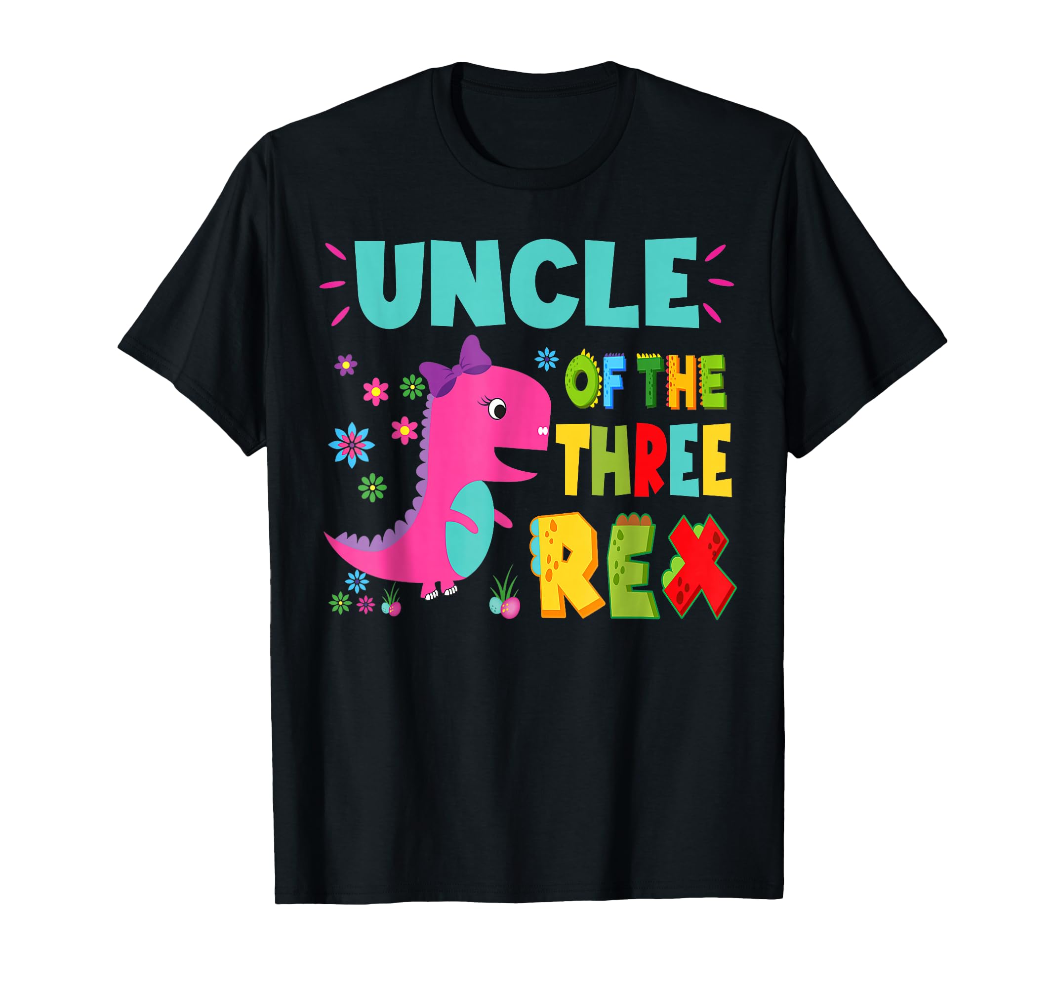 Uncle Of The Three Rex Birthday Dinosaur Family Matching T-Shirt