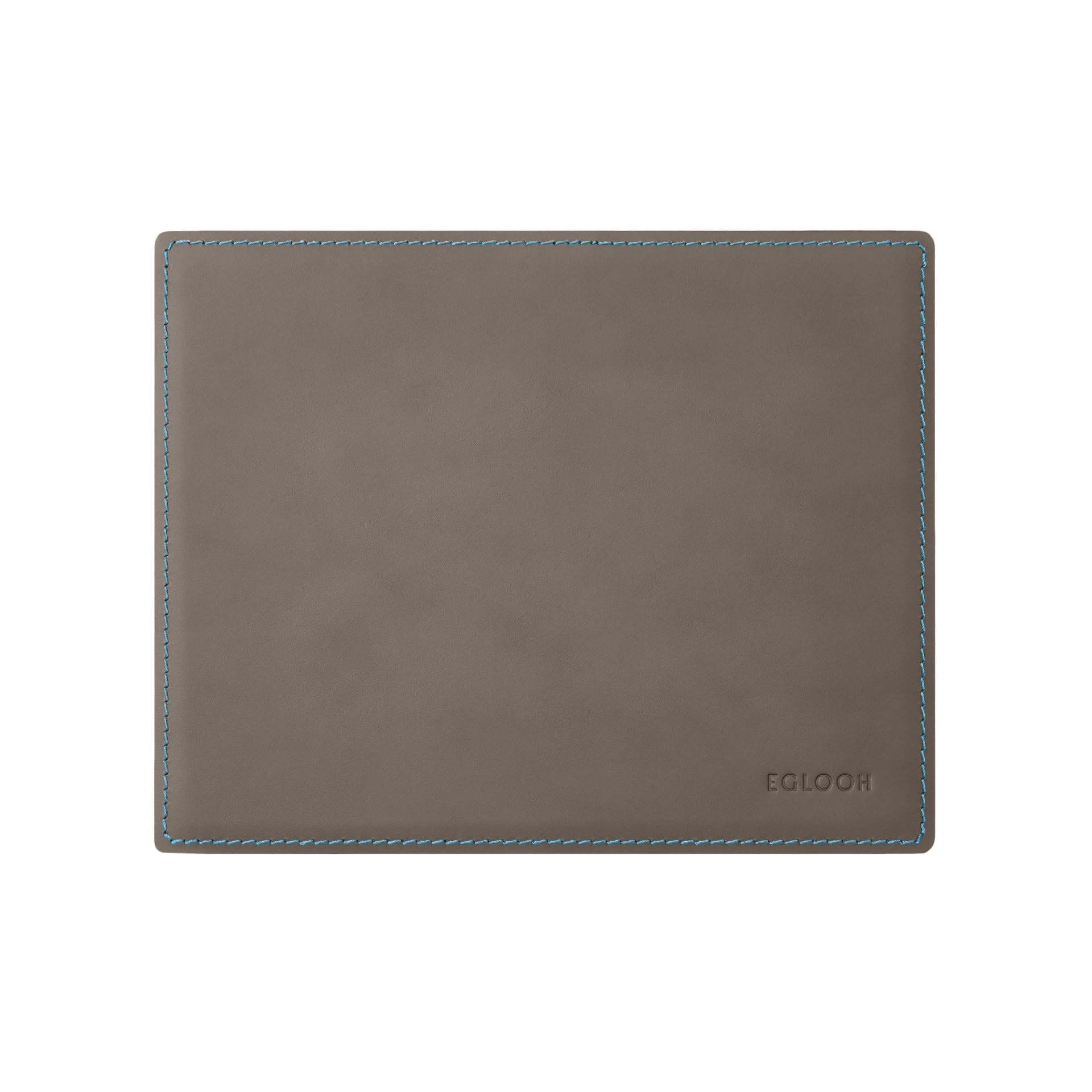 Eglooh - Mercurio Deluxe - podkładka pod mysz ze skóry taupe szary cm 25x20 - podkładka pod mysz na biurko i do biura, eleganckie niebieskie szwy i antypoślizgowe dno - Made in Italy