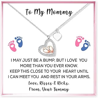 Gift for New Mom, Baby Feet Heart Necklace Baby Gift Set, To My Mommy, Necklaces For Women, Gifts for Mom, Baby Shower Gifts, Mommy to be Gifts, Pregnancy Gifts for First Time Moms,Gift for New Mother
