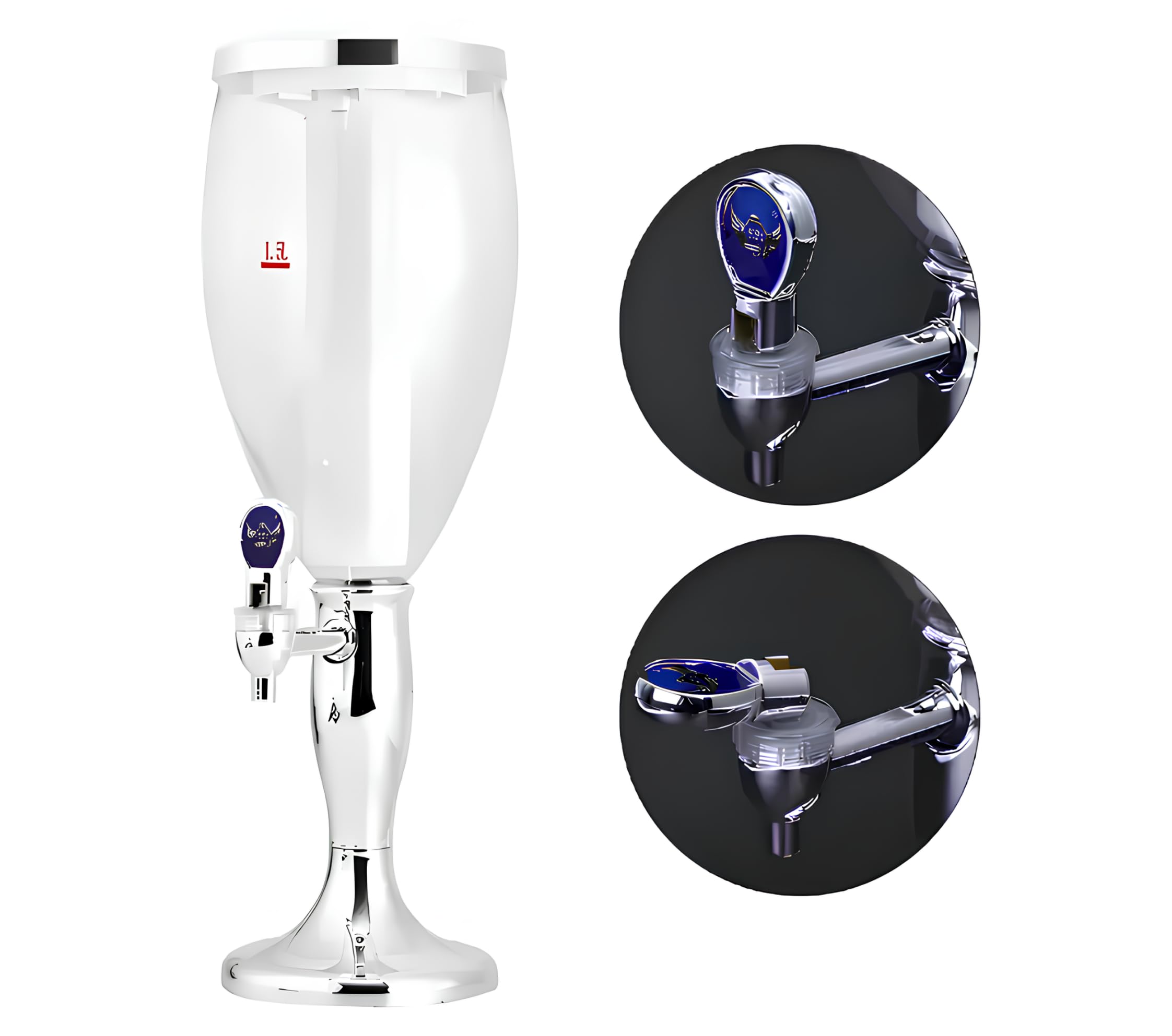 Dispensador de cerveza de 1,5 L con compartimento de hielo central, iluminación integrada multicolor, dispensador de bebidas con grifo, acabado dorado