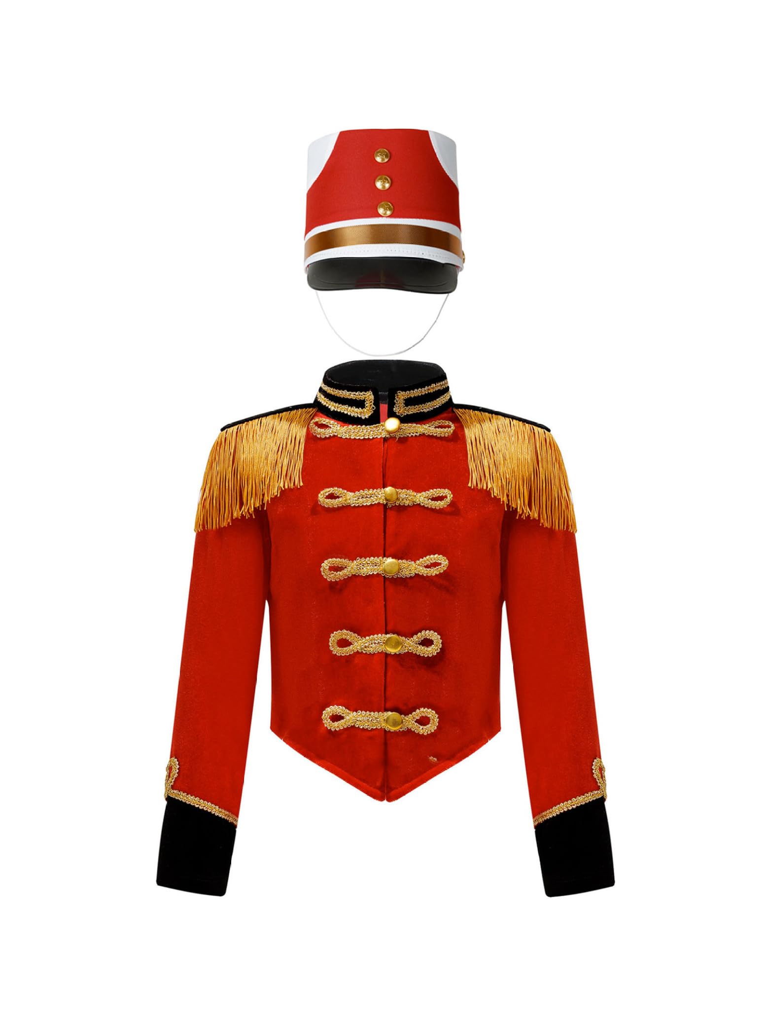 Fldy Kids Girls Ringmaster Circus Costume Showman Cosplay Coat Uniform Halloween Fancy Dress Up A Red 13-14 Years