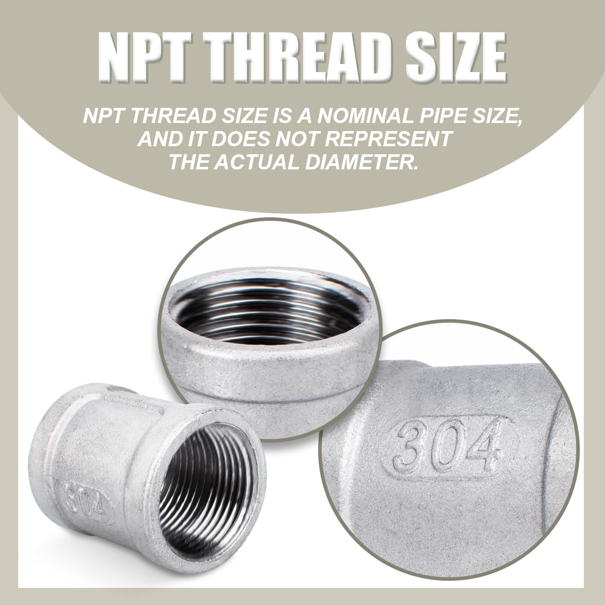 BWINTECH 7PCS 304 Stainless Steel Cast Pipe Fitting for Pipe Connecting, Coupling, 1