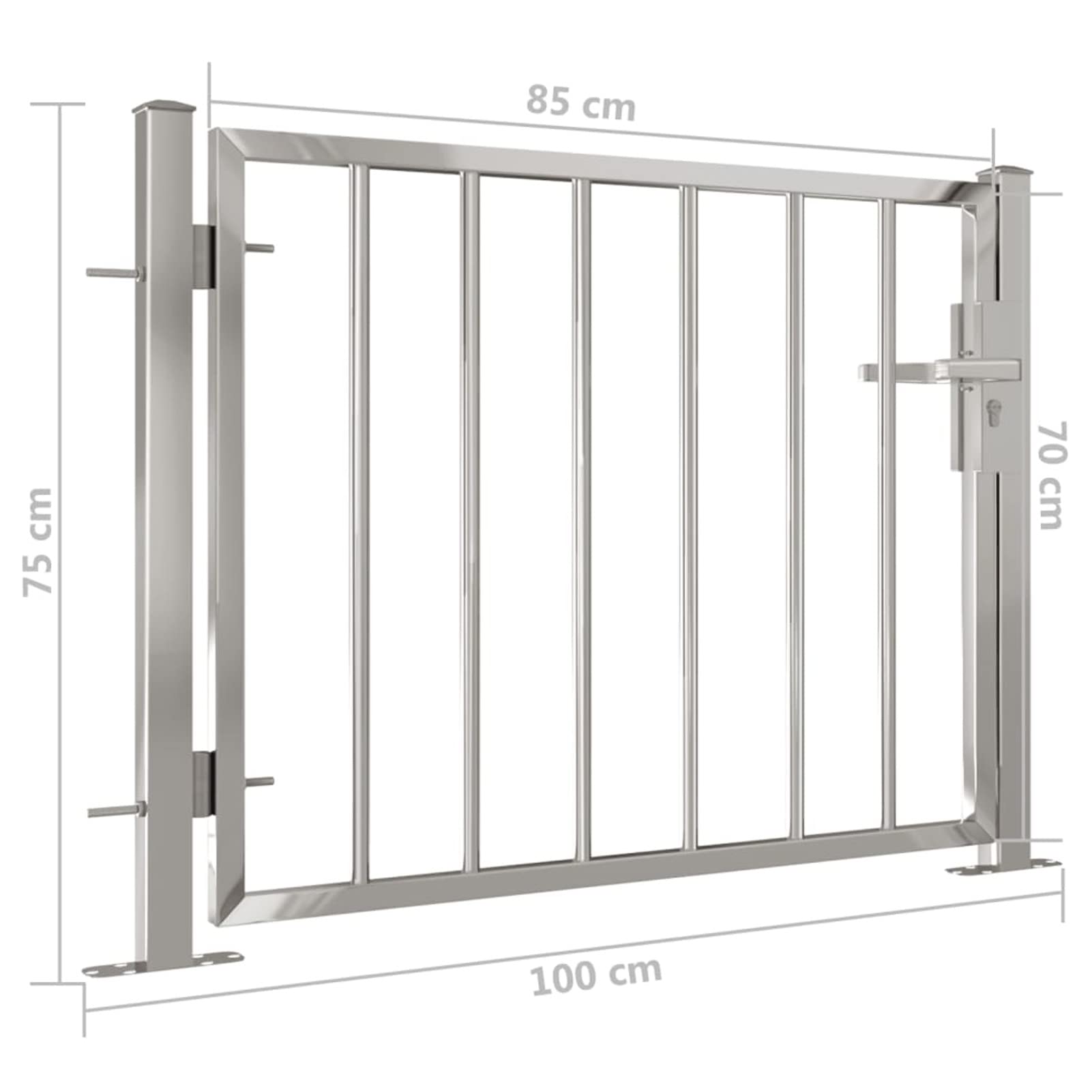VidaXL Gartentor Aus WPC – 100 X 80 Cm, Grau, Mit Schiebegriff Und Scharnieren