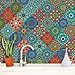 ANHUIB 18 Stück Bunt Fliesenaufkleber,Mosaik Küche Wandaufkleber,DIY Marokkanischer Fliesenfolie für Badezimmer,Wandfliese Aufkleber Fliesensticker,Wasserdicht Selbstklebende Treppenaufkleber,15×15CM