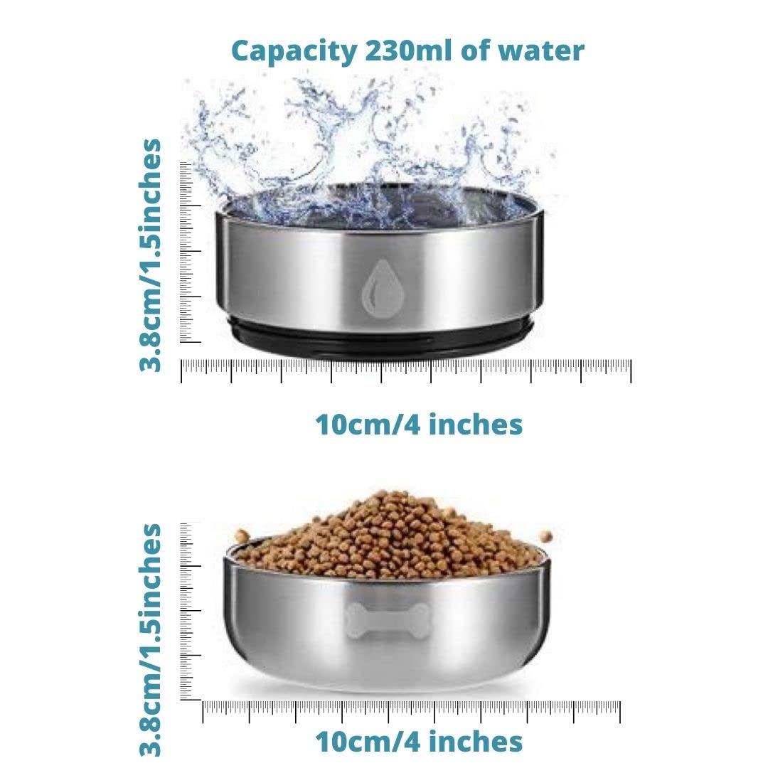 Bottiglia d'acqua 3 in 1 con 2 ciotole staccabili per cani, isolate sottovuoto portatili, viaggi, campeggio