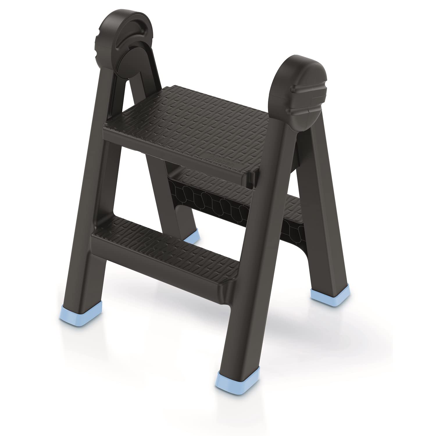 Keden Escalera plegable de titanio con 2 peldaños, soporta hasta 150 kg, antideslizante, plástico, 47 x 43,5 x 63 cm