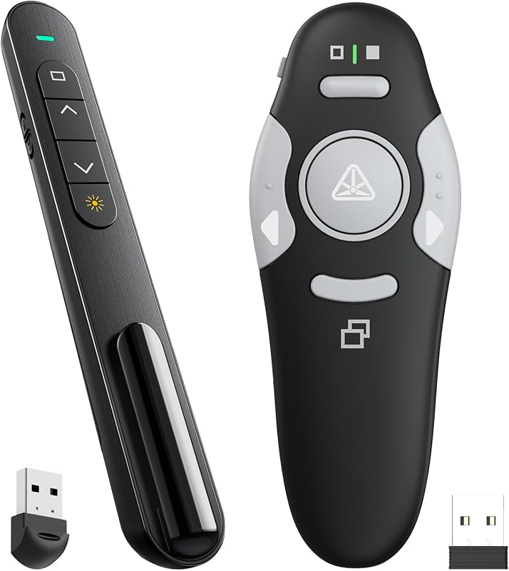 QUI Presenter Clicker Bundle | BK600 Slim-Shaped USB A Black & BQ100 Remote-Shaped USB A Black