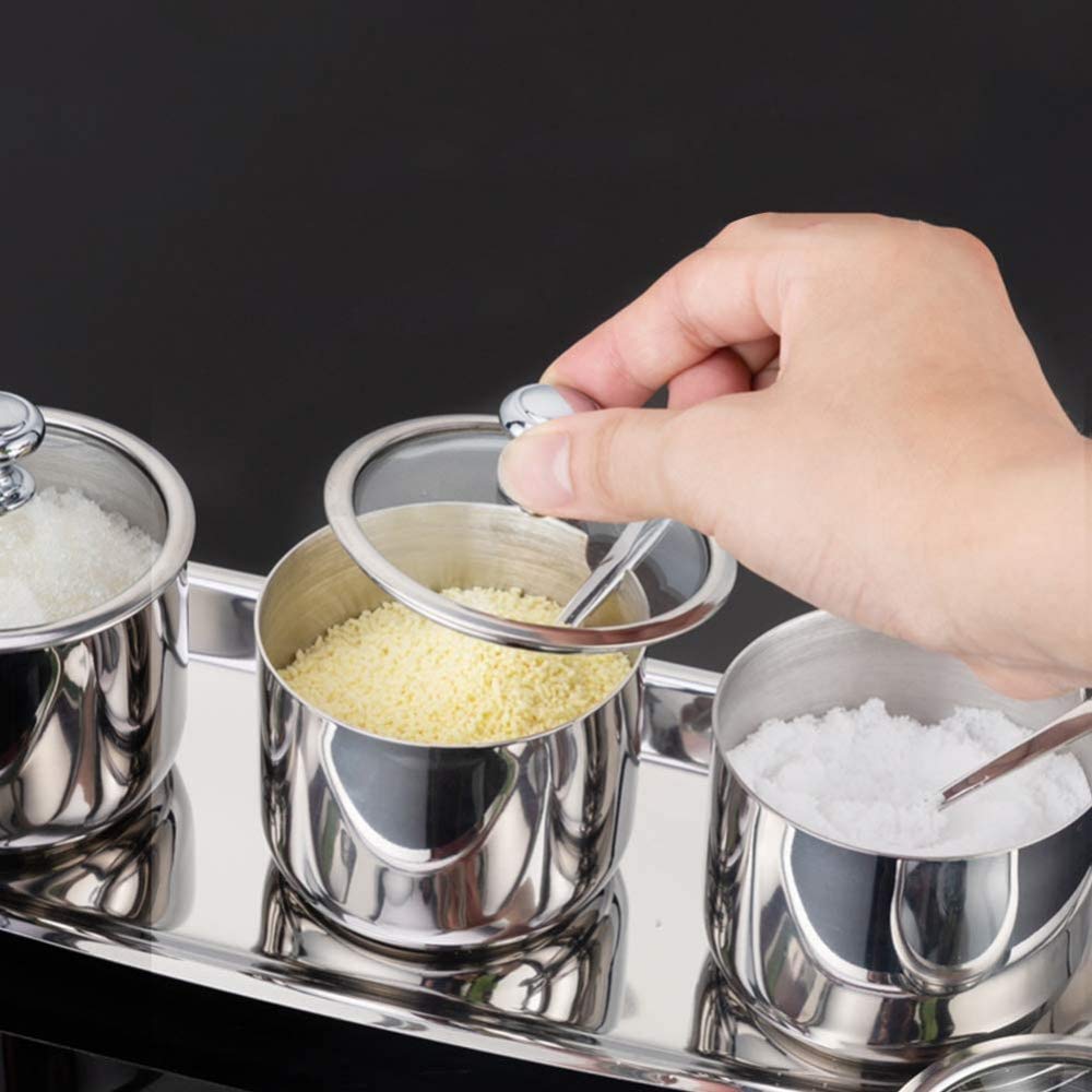 Barattoli per condimenti, Set di 3 contenitori for condimenti in Acciaio Inossidabile con(3 Jars)