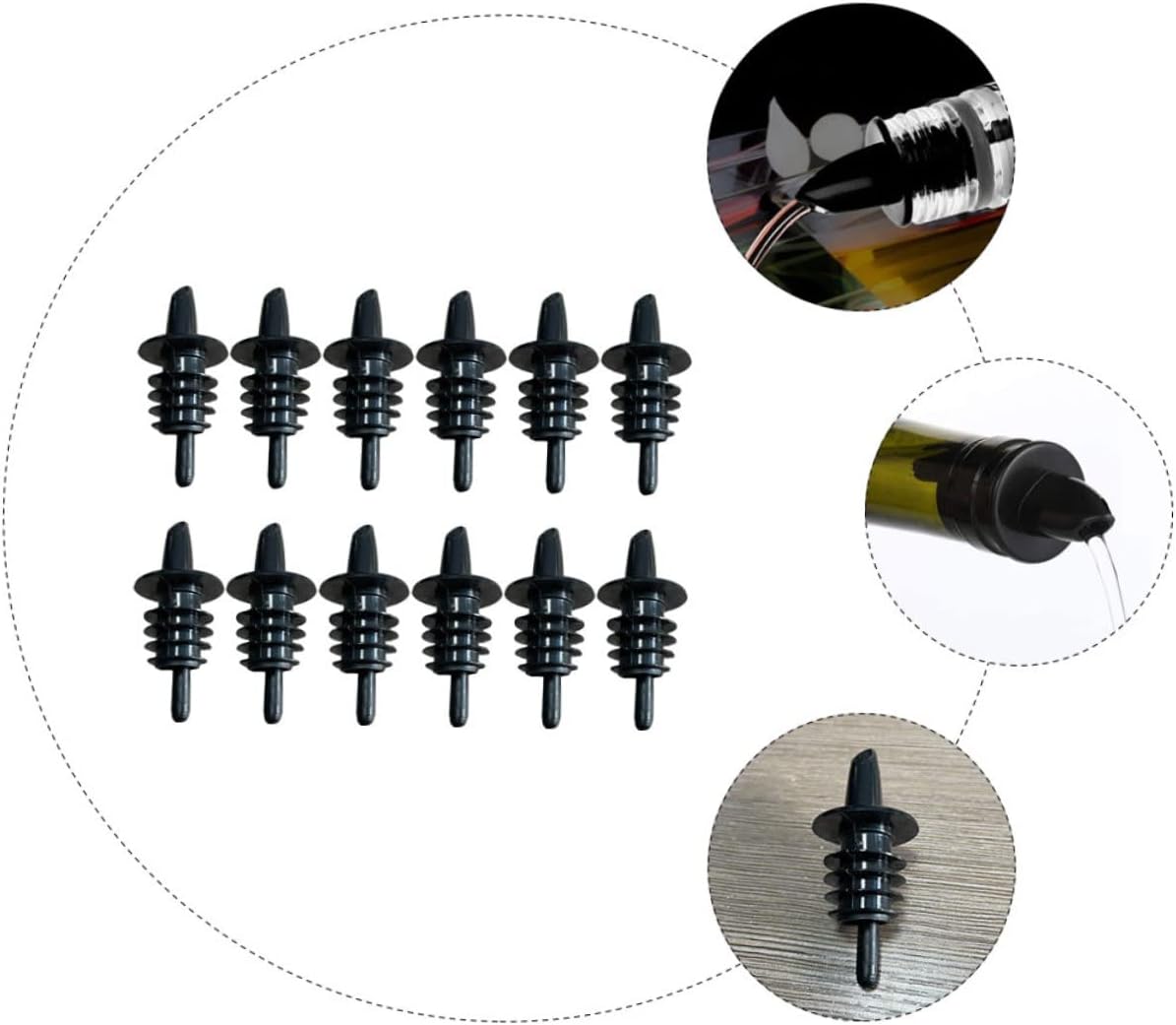 LABRIMP 12pcs Wine Bottle Pourers Elegant Liquor Pourers Stoppers Airtight Seal for Wine Soda Supply for Easy Pouring and Freshness Preservation