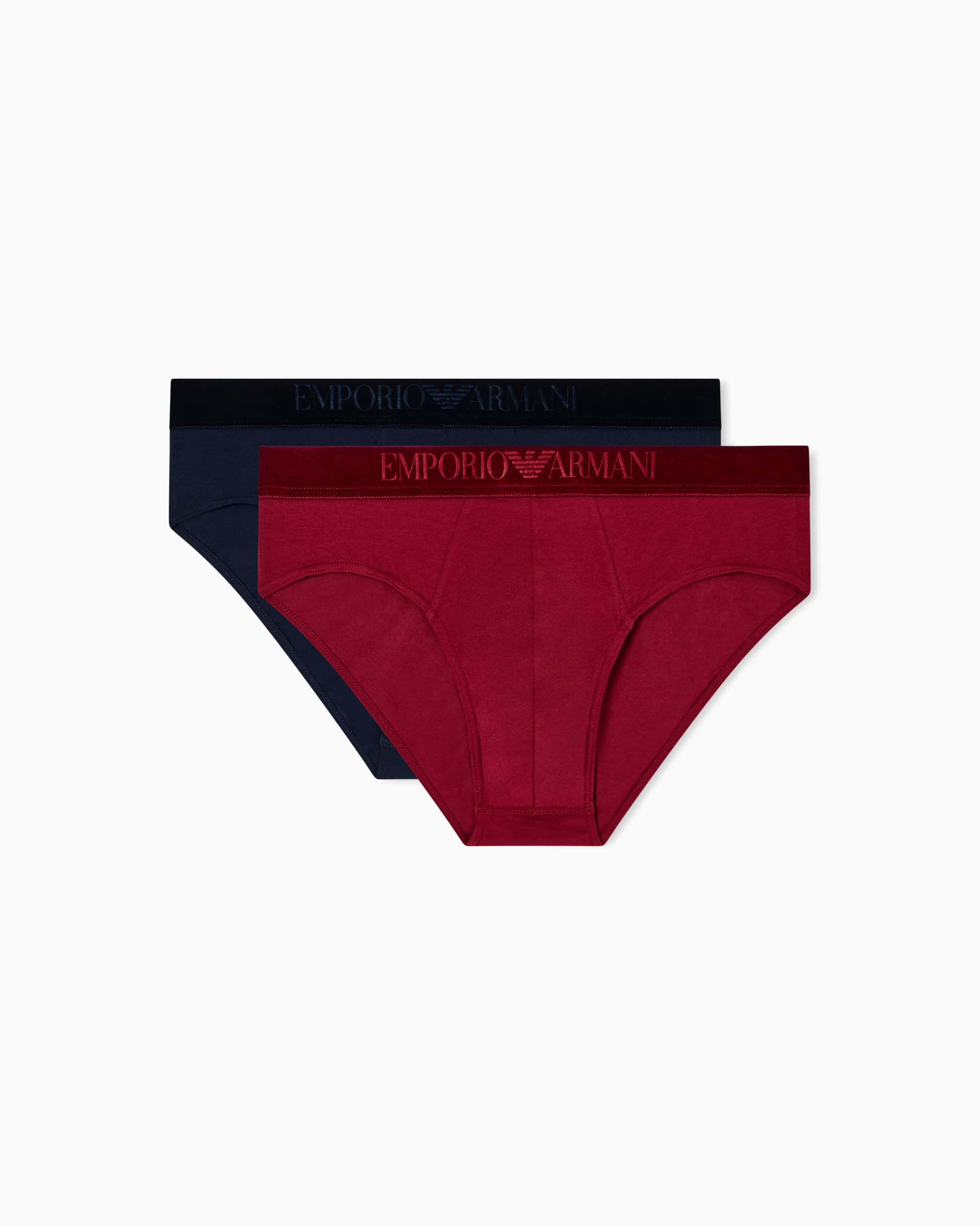 Emporio Armani Men's Rhubarb/Armani Blue Man's Velvet Logoband 2-Pack Brief Blue L