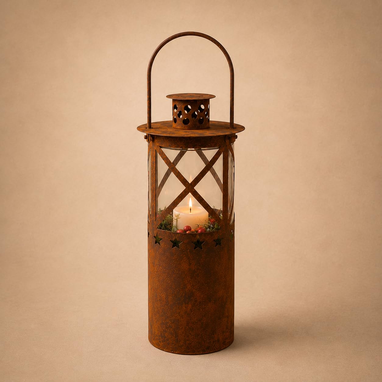 Edelrost Laterne Stella - Gartendeko - Rustikal - mit Glaseinsatz für Kerzen - Vintage Optik (58)