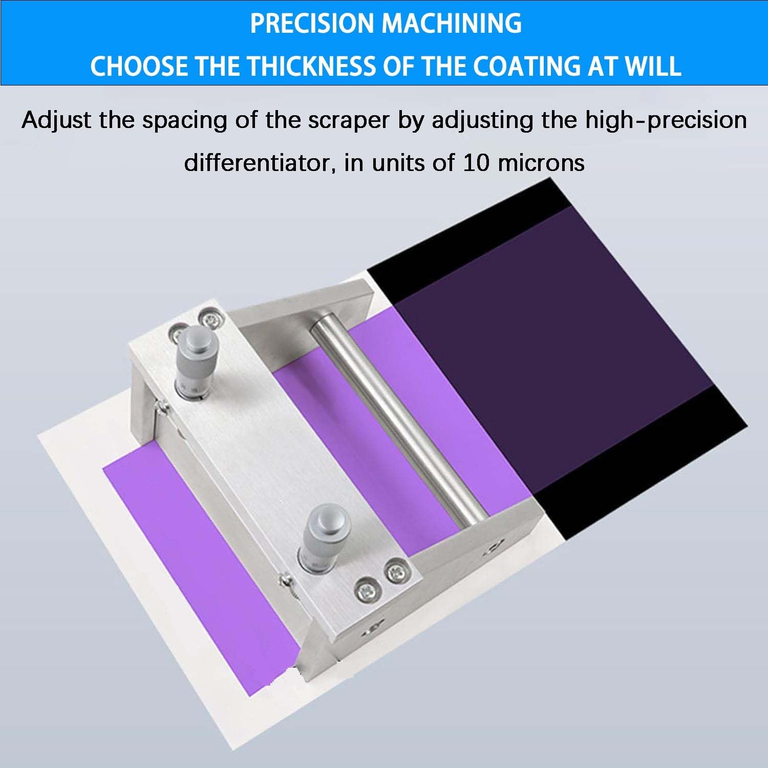 Aplicador de película ajustable, máquina de recubrimiento con cuchilla de laboratorio ajuste de espesor 0 a 3500 µm alta precisión de ±10 µm para recubrimiento de pintura y tinta(200MM)