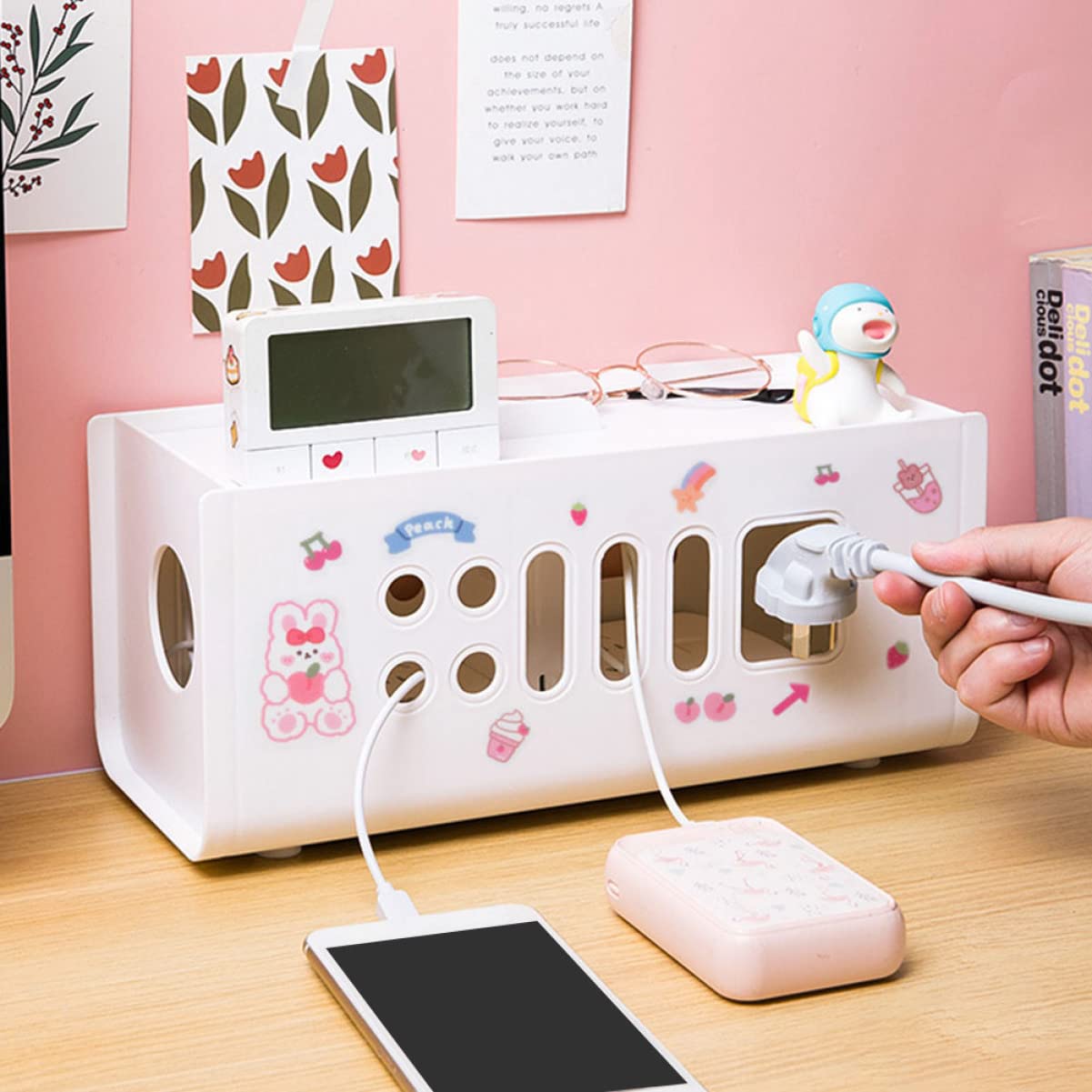 Gatuida Caja De Almacenamiento Para Cables De Alimentación Hogar Organizador De Cables Resistente Al Desgaste Para Dormitorio Accesorio Para