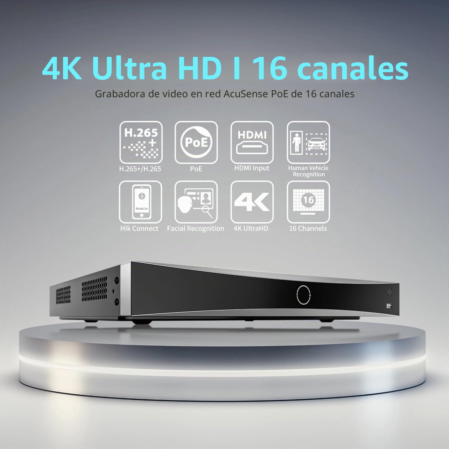 DS-7616NXI-K2/16P 16CH 4K 16CH POE AcuSense NVR Grabadora de video en red humana/detección de vehículos compatible con cámara IP HIK Vision (sin HDD)
