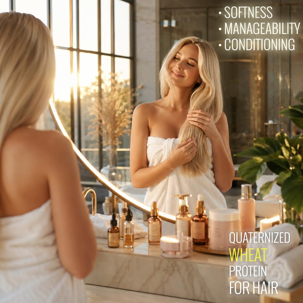 QUATERNIZED WHEAT PROTEIN (Laurdimonium Hydroxypropyl Hydrolyzed Wheat Protein), Cosmetic Grade Water Soluble Hair Conditioning Ingredient for DIY Hair Care Formulations, 30 g