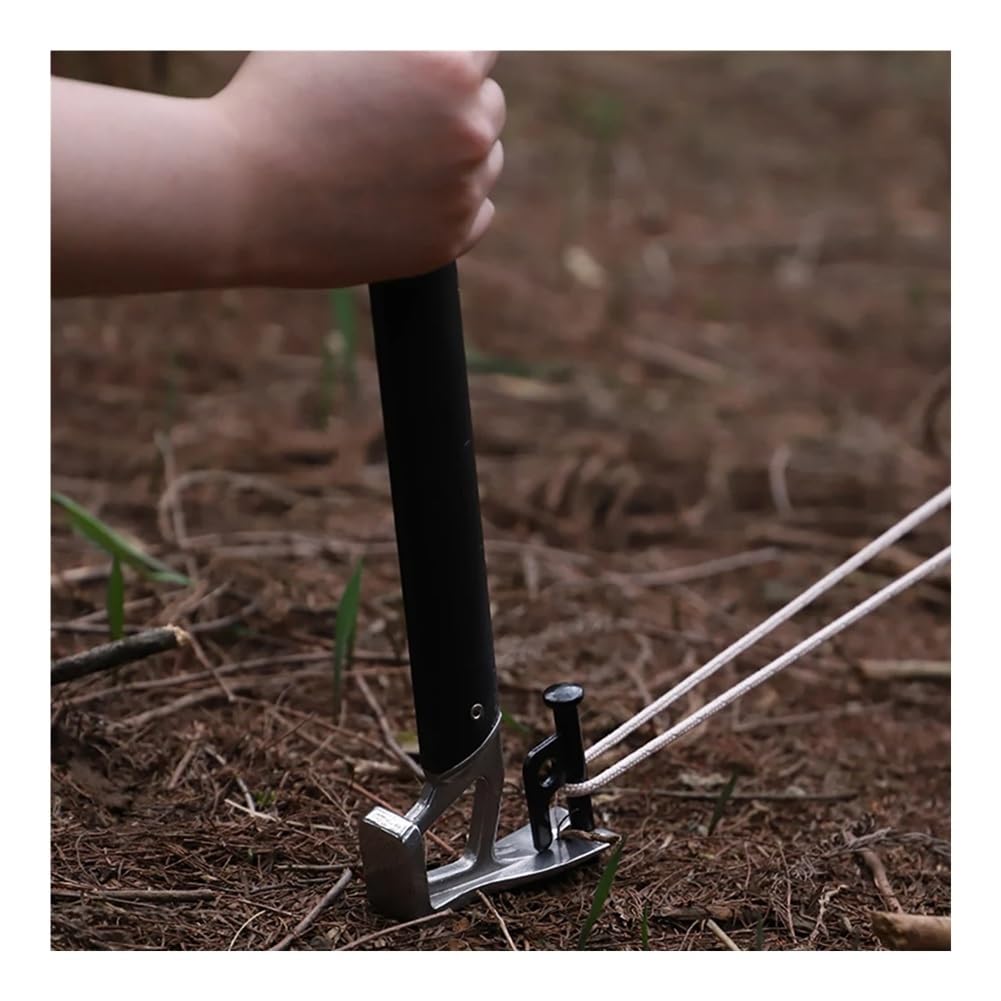 Piquets de tente en alliage d'aluminium avec corde, équipement de camping, randonnée, tente de voyage en plein air avec accessoire de marteau (noir)