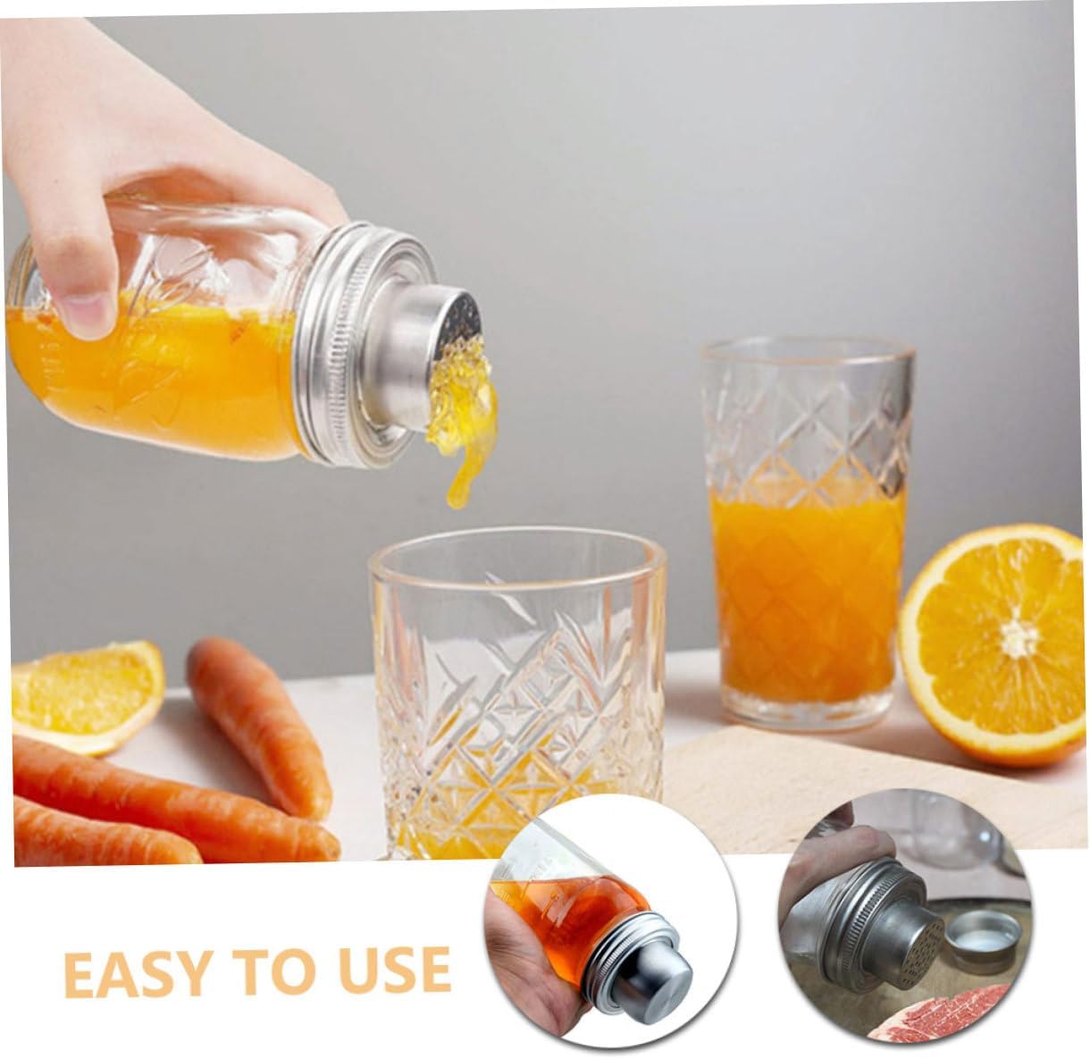 5sets Mason Jar Lids Stainless Steel Lid and Silicone Seal Wide Mouth Flour Sifter Spice Dispenser 2pcs*5
