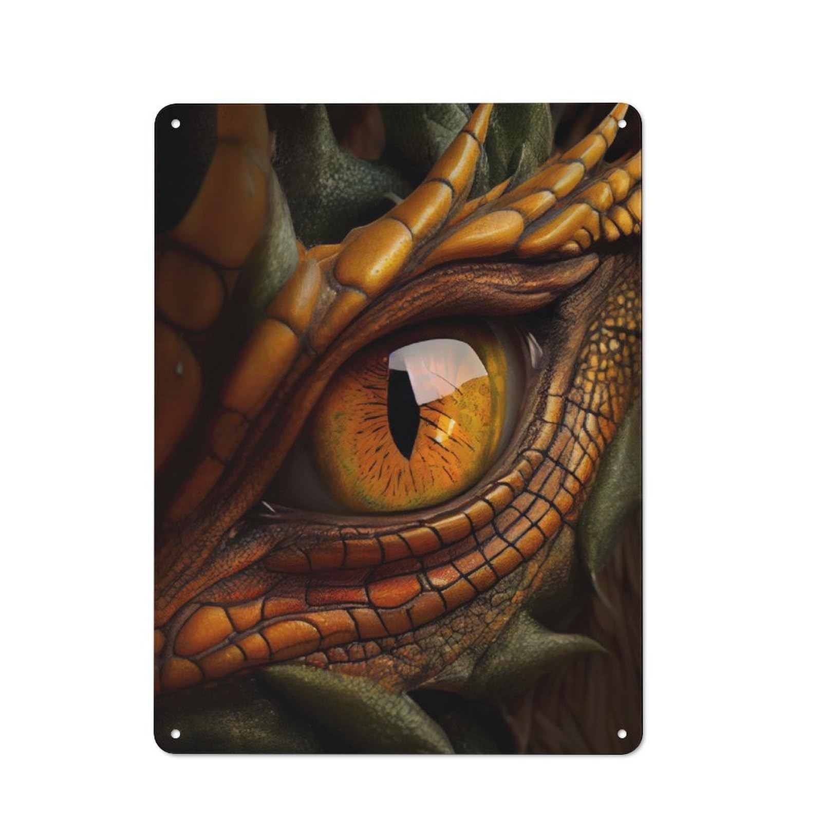 Junmoney Fantasy Dragon Orange Eye Rustic Tin Sign 40X30cm Featuring For Bar Or Restaurant, A Housewarming Gift For Bar Decor Enthusiasts