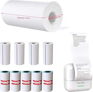 9 Rolls Printing Paper for Mini Pocket Printer, 4 Rolls Thermal Printer Paper + 5 Rolls Stickers Thermal Printing Paper - Approx 2.17inches Wide (Printer not Included)