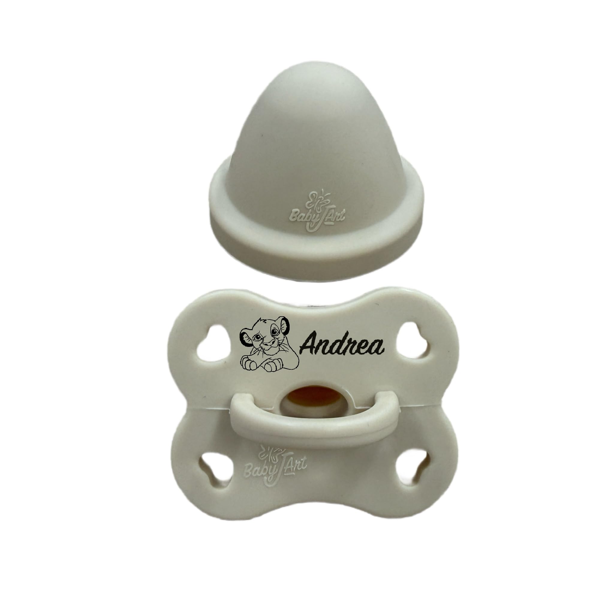 Cadena para chupete de silicona personalizada con nombre – Modelo Bubble Charm – Clip seguro – Idea regalo nacimiento – León