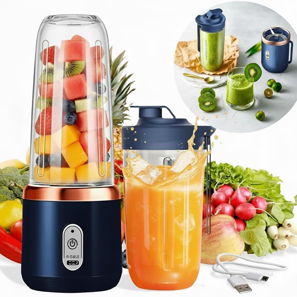 Ninja Portable Electric Blender | USB Rechargeable Smoothie Maker | Mini Personal Juicer with 6 Blades, 3-Speed Modes & 1500mAh Battery | Fruit Mixer for Juices & Shakes | Auto-Stop After 40s
